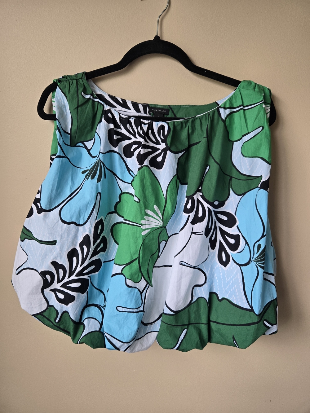 Ann Taylor Green & Blue Floral Sleeveless Camisole